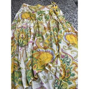 Haute Hippie long Tiered Wrap Floral skirt pink/green/yellow Boho Chic NWT large